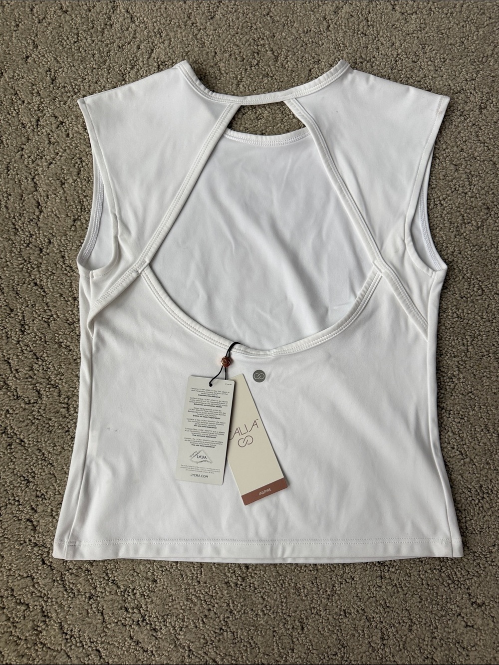 Calia Open Back Inspire Tank Top in Pure White Women’s Activewear Small NWT - Picture 9 of 12
